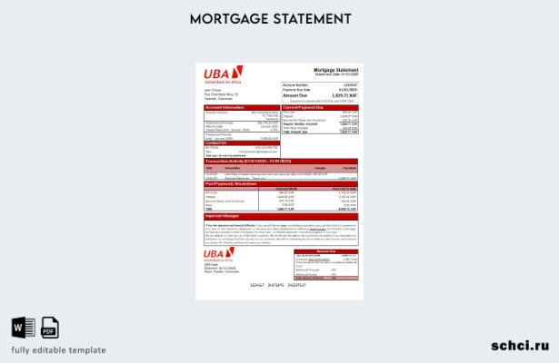 скачать цифровую версию шаблона выписки по ипотеке банка Камеруна UBA